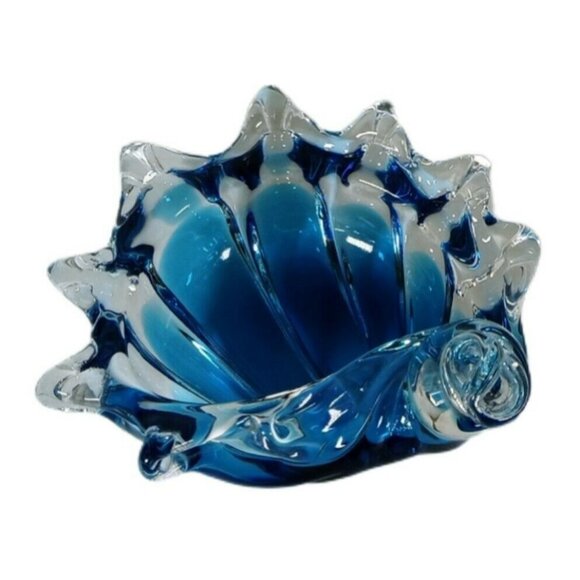 Chalet Art Glass Blue Sea Shell Figure Paperweight - Picture 1 of 17